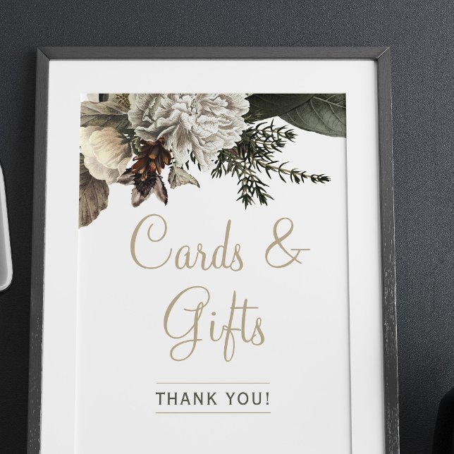 Elegant cards and gifts floral winter wedding sign (Creator Uploaded)
