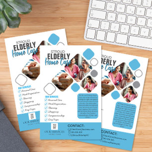 Elegant Caregiver photo Grey & Blue Design Flyer