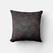 Elegant Carmin Red Grey Black Hearts pattern