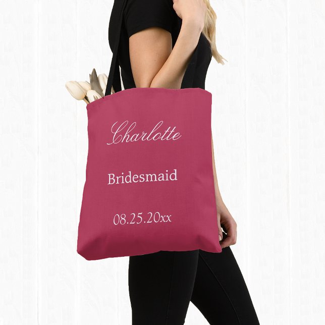 Elegant Carmine Magenta Bridesmaid Tote Bag (Creator Uploaded)