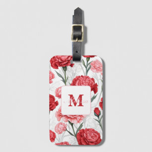 Elegant Carnation Flower Pattern Luggage Tag