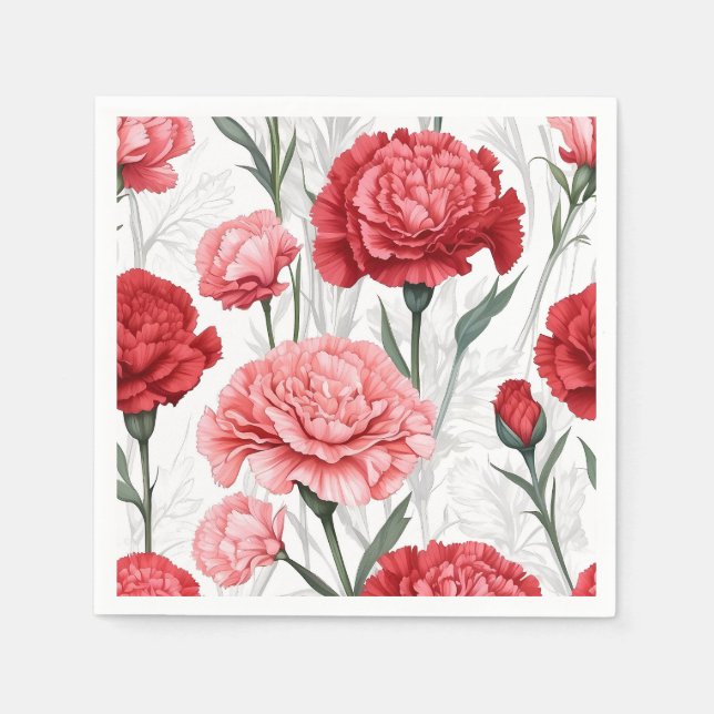 Elegant Carnation Flower Pattern Napkin (Front)