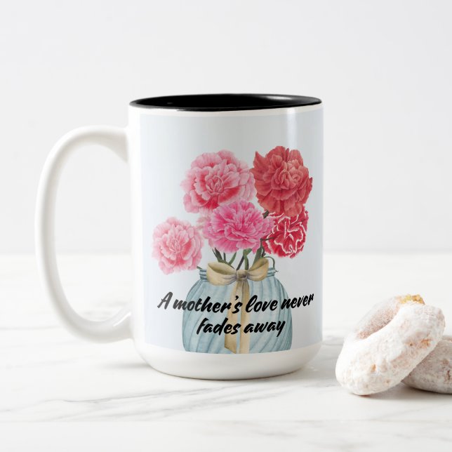Elegant Carnation For Mum Mug (With Donut)