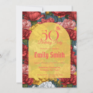 Elegant Carnation Themed Milestone Birthday Invitation