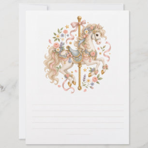 Elegant Carousel Horse French Fairytale Custom Letterhead
