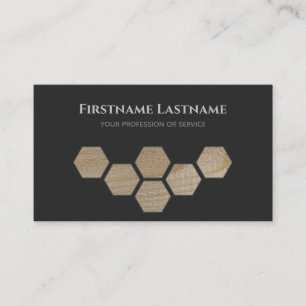 Elegant carpentry dark grey wooden plank hexagon business card