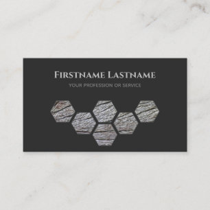 Elegant carpentry dark grey wooden plank hexagon business card