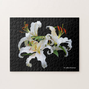 Elegant Casa Blanca White Oriental Lilies Jigsaw Puzzle