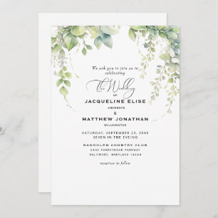 Elegant Cascading Greenery Wedding Invitation