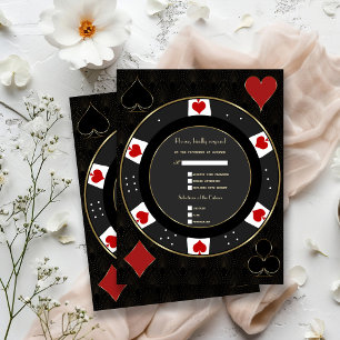 Elegant Casino Vegas Poker Chip Wedding RSVP Card