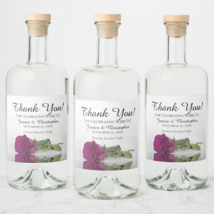 Elegant Cassis Magenta Rose Wedding Thank You Liquor Bottle Label