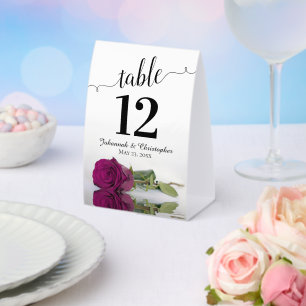 Elegant Cassis Purple Rose Wedding Table Number