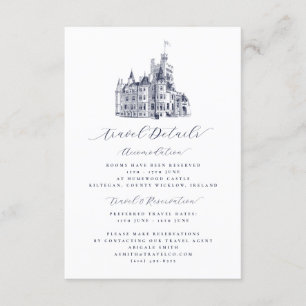 Elegant Castle Destination Wedding Travel Details Enclosure Card