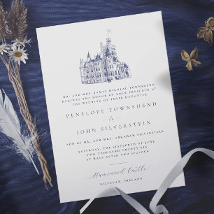 Elegant Castle Illustration Formal Wedding Invitation