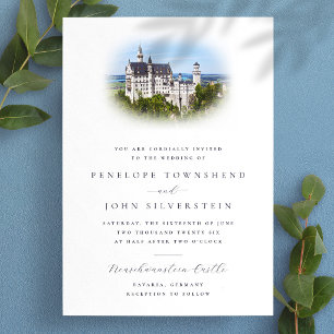 Elegant Castle Photo Overlay Destination Wedding Invitation