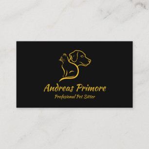 Elegant Cat and Dog with Personalised QR code Business Card