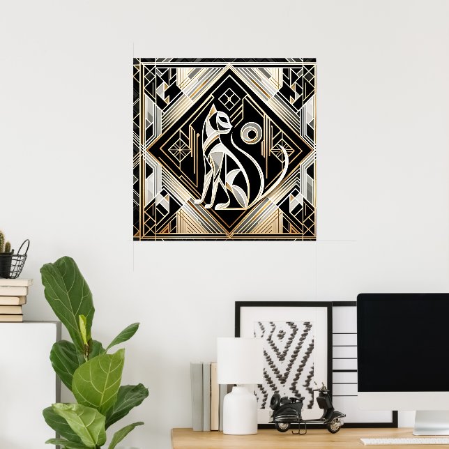 Elegant cat Art Deco lovers  Poster (Home Office)