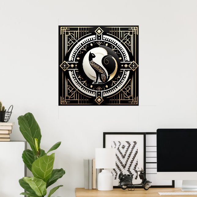 Elegant cat Art Deco lovers  Poster (Home Office)