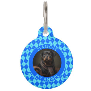 Elegant Cat Dad Gift Gingham Motif Pet Tag