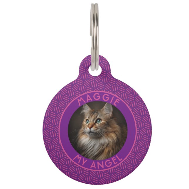 Elegant Cat Gift Hexagon Pet Tag (Front)