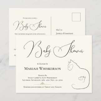 Elegant Cat & Kitten Baby Shower Invitation  Postcard