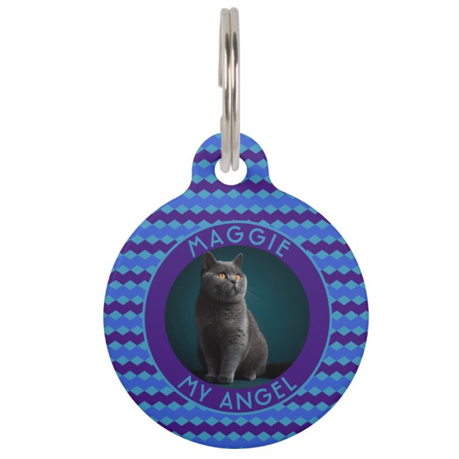 Elegant Cat Mum Gift Chevron Pet Tag (Front)