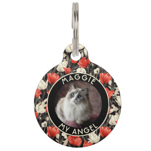 Elegant Cat Mum Gift Tulip Print Pet Tag