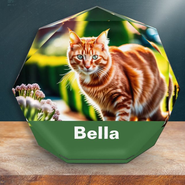 Elegant Cat Ornament Your Pet Photo (Personalize this elegant ornament with your cat's photo and name. Ideal keepsake gift for cat lovers)