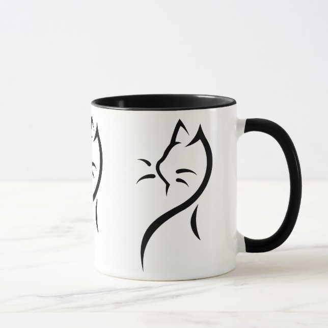 Elegant cat ringer ceramic mug (Right)