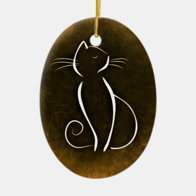 Elegant Cat, Snooty Cat Ceramic Tree Decoration (Front)
