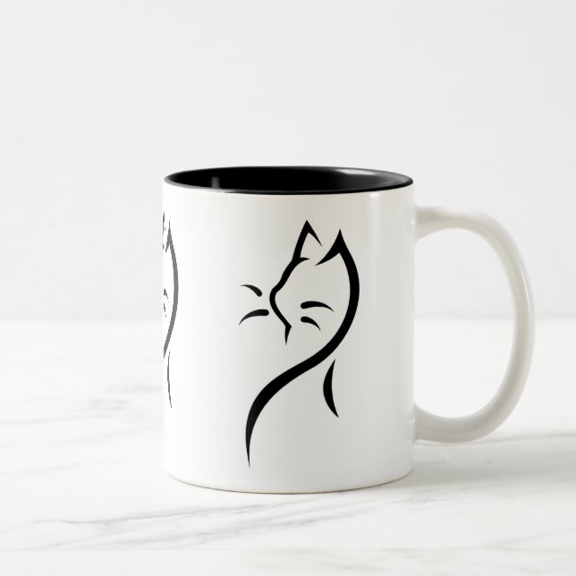 Elegant cat two-toned ceramic mug (Right)