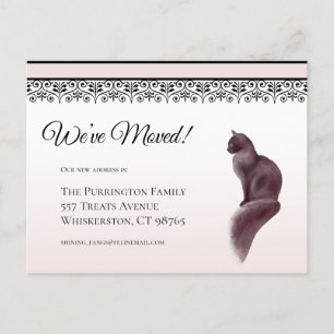 Elegant Cat We’ve Moved Pink Change of Address,  Postcard
