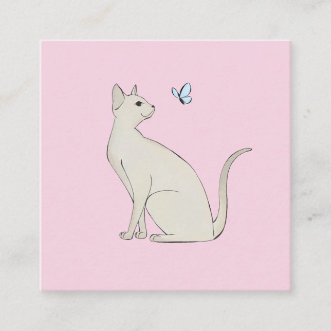 Elegant cat with butterfly enclosure card (Front)