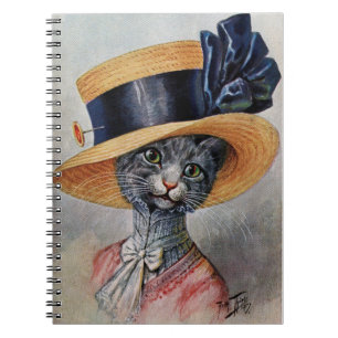 Elegant Cat with Hat Spiral Notebook