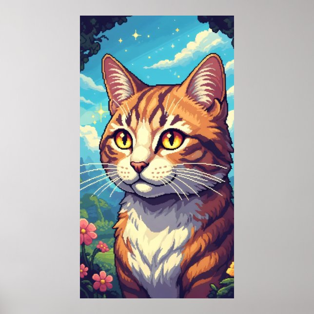 Elegant cat with sparkling golden eyes poster (Front)