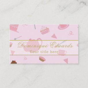 Elegant Catering Chef Coffee Shop Pink Gold  Business Card