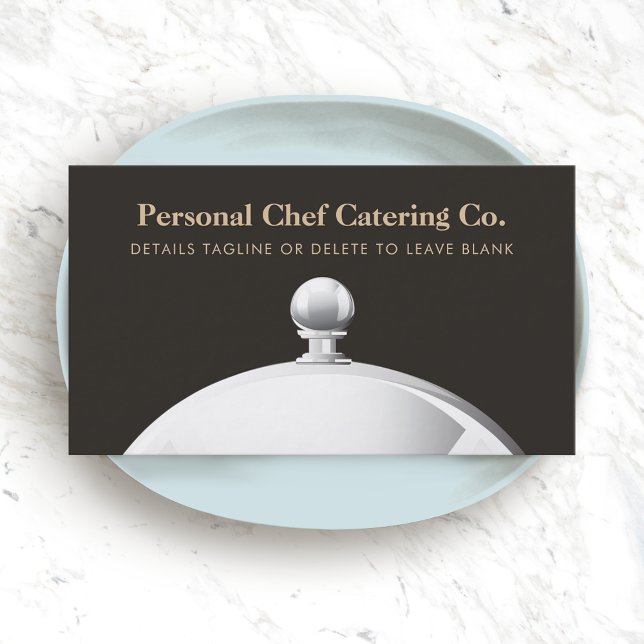 Elegant Catering Company Cloche Business Card (Creator Uploaded)