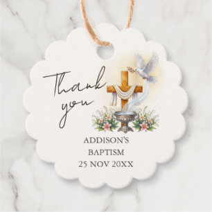 Elegant Catholic Baptism Thank You Favour Tags