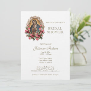 Elegant Catholic Bridal Shower Guadalupe Roses Invitation