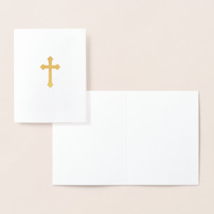 Elegant Catholic Gold Christian Cross Religious  Foil Card