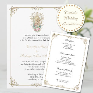 Elegant Catholic Mary & Jesus Wedding  Invitation