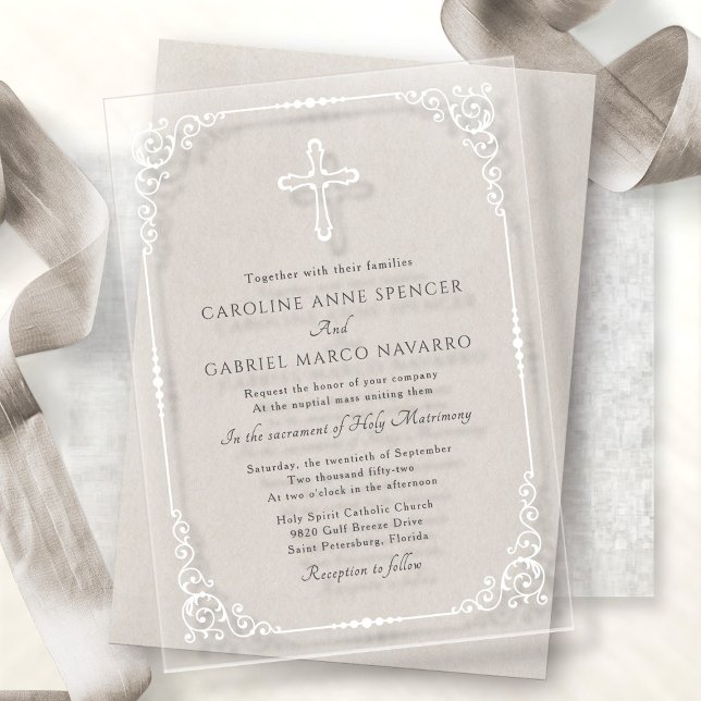 Elegant Catholic Mass Wedding Acrylic Invitations (Creator Uploaded)