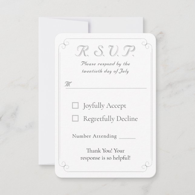 Elegant Catholic Monogrammed Wedding Response Card (Front)