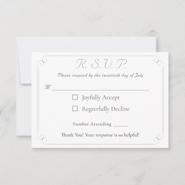 Elegant Catholic Monogrammed Wedding Response Card (Front)