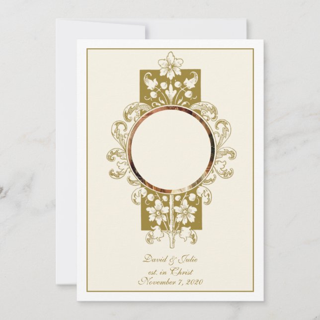 Elegant Catholic Vintage  Wedding Invitation (Front)