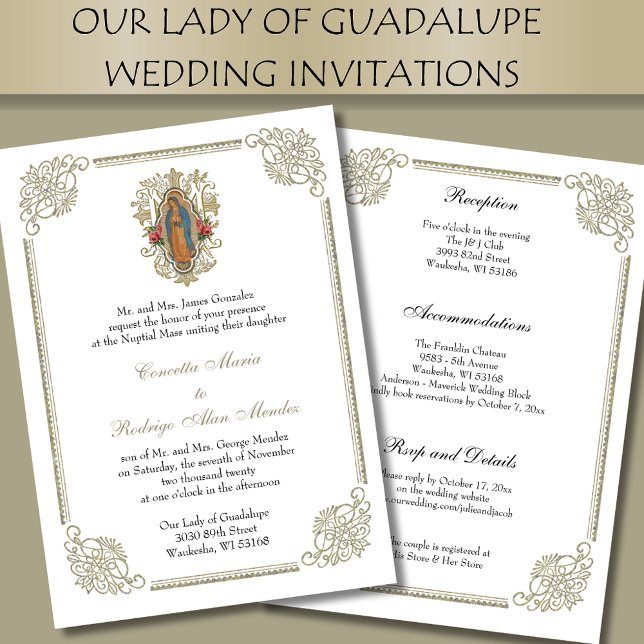 Elegant Catholic Virgin Guadalupe Wedding  Invitation (Creator Uploaded)