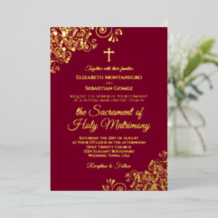 Elegant Catholic Wedding Burgundy & Gold