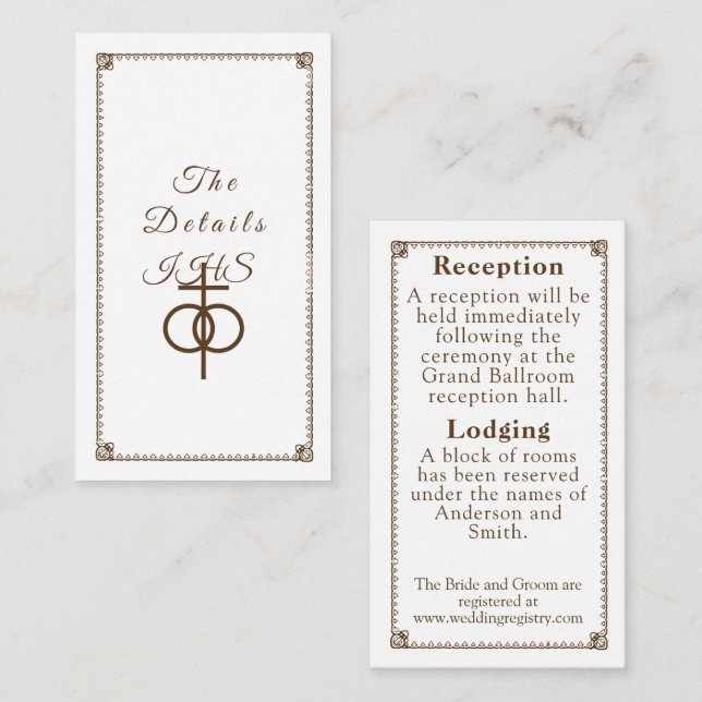 Elegant Catholic Wedding Enclosure Card (Front/Back)