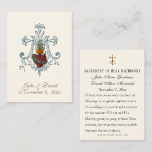 Elegant Catholic  Wedding Favour Card 