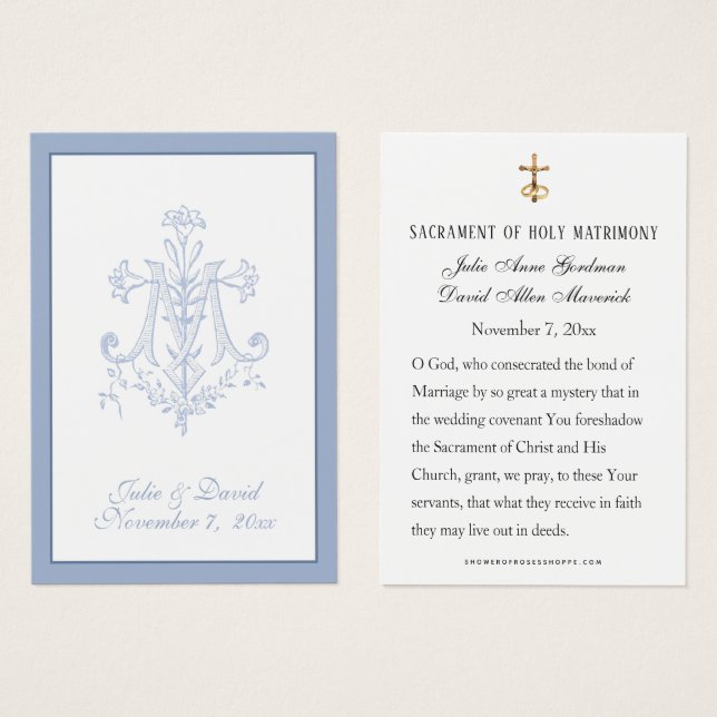 Elegant Catholic  Wedding Favour Card  (Front & Back)